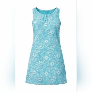 Floral Sleeveless Dress in Blue and White